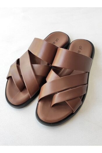 Of&Off Men's Genuine Leather Slippers