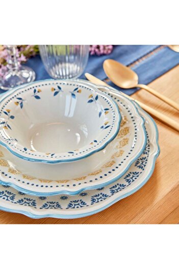 Bella Maison Mabel Stoneware 48 Parça 12 Kişilik Yemek Takımı Mavi