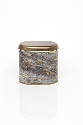 EVLE Ef004-e4 Rock And Gold Light Patterned Oval Metal Storage Container 11x15 Cm