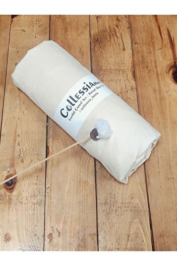 COLLESSİA Single Premium Quality 100% Cotton Poplin Bed Sheet - Unpadded, Elasticated, 100X200 cm - Cream