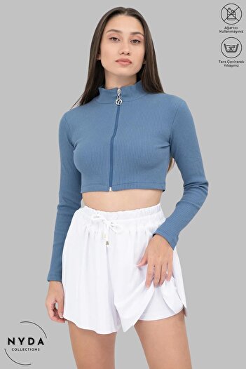 Nyda Collections White Women's Loose Fitting Leggings Draped Double-Layer Elastic High Waist Stretchy Pocketless Sports Shorts Skirt