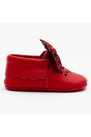 WSTARK Genuine Leather Red Bow Booties Moccasin Baby Girl Shoes