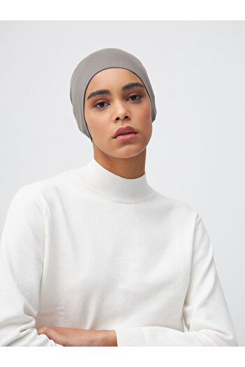 Femple Modest Silver Colored Practical Plain Bonnet - Tube Underscarf