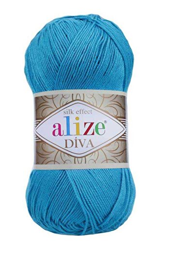 Alize Diva Mercerized 5 pieces Thin String Summer Bikini Set - Turquoise Blue 245 Knitted String