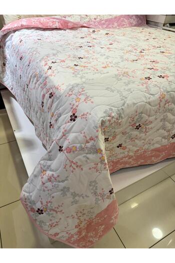 ŞENER HOME 160x230 cm.Cotton Quilted - Single, Double Sided Flower Pattern, Multi-Purpose Blanket