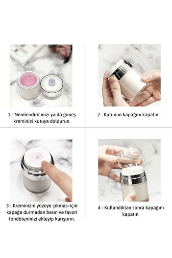 RELATOS Pompalı Seyahat Tipi Krem Kutusu  Akrilik Vakumlu Şişe Fondoten Losyon kozmetik Krem Kavanozu 50 ml