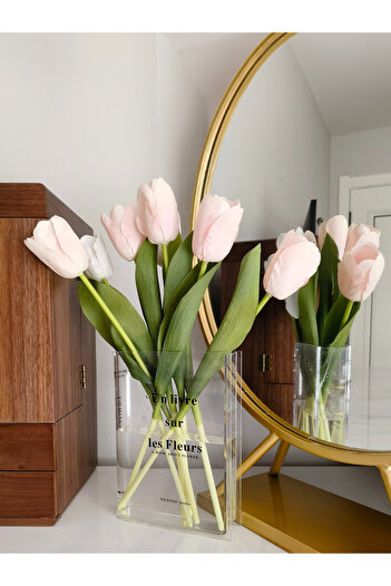 peony studio Desktop Transparent Flower Patterned Book Vase