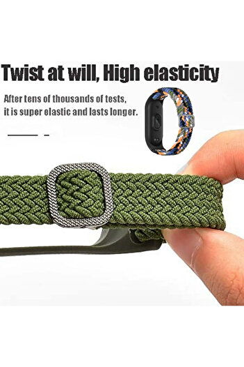Fibaks Xiaomi Mi Band 8/9/10 Compatible Straw Weave Fabric Cord Strap Wristband
