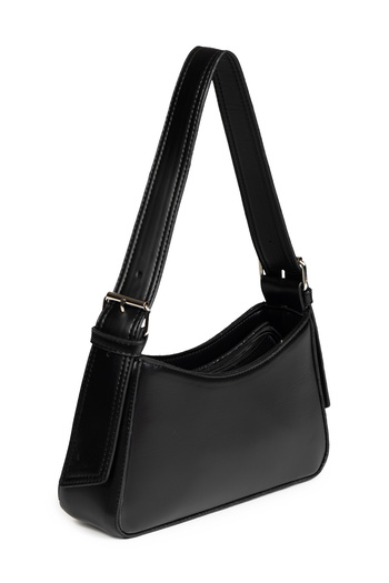 macharelbasic Black Eyed Lined Women's Baguette Bag - With Strap Detail