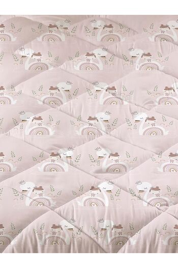 Evmila Swan Patterned Quilted Quilt, Single Sleeping Set