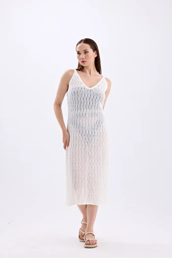 Cloudy Kids Long Openwork Patterned Pareo Beach Dress