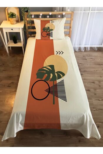 Evmila Geometric Patterned Single Velvet Bedspread - white