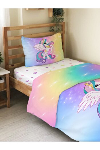 Evmila Set cuvertură de pilota cu model unicorn - imprimat și fără cearșafuri