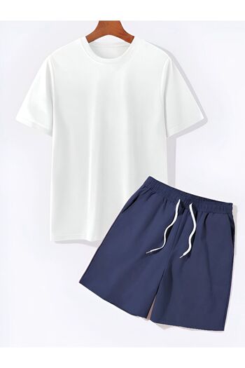 trendgar Brooklyn Printed Dark Blue and White Shorts Top and Bottom Set