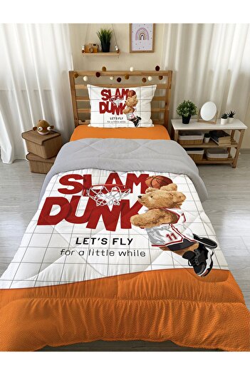 Evmila Μπασκετμπολίστας Teddy Patterned Single 160x220 cm Wellsoft διπλής όψης σιλικόνης πάπλωμα και σετ ύπνου