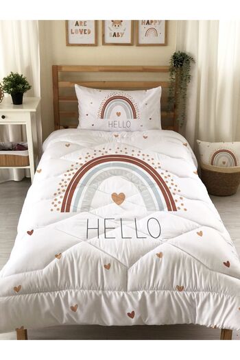 Evmila Rainbow Patterned Quilted Quilt, Single Sleeping Set