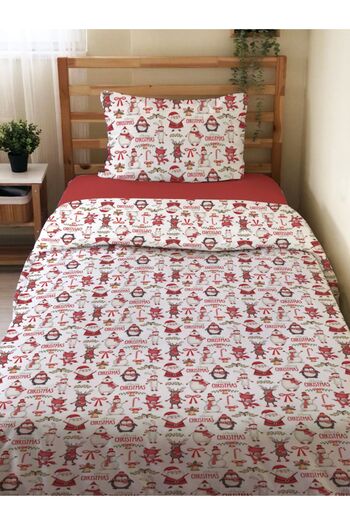 Evmila Double Sided New Year's Special Patterned 2-Piece Set Without Sheets Printed Single Duvet Cover Set