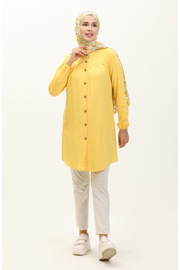 sefamerve Yellow Robe Buttoned Tunic 4060-02