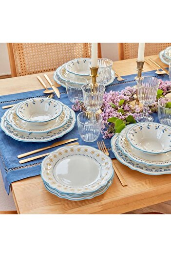 Bella Maison Mabel Stoneware 48 Parça 12 Kişilik Yemek Takımı Mavi