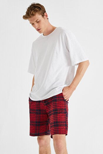 Koton Rote karierte Shorts und Bermuda für Herren 1YAM41704BW