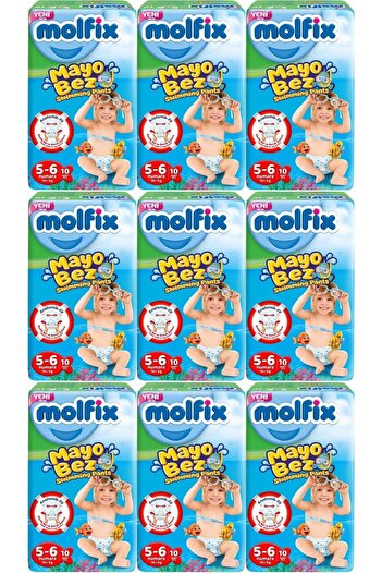 Molfix Swimming Pants Swimsuit Cloth Size:5-6 14+kg 90 Pieces