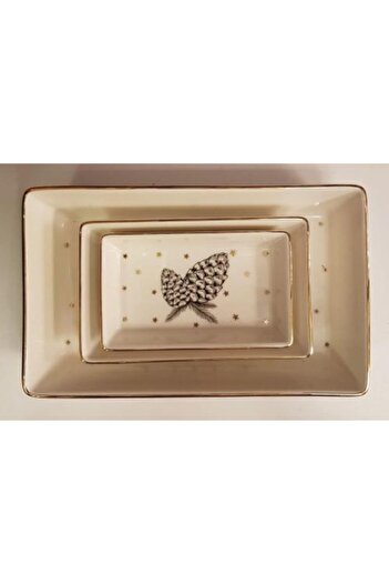 Porland Set of 3 Forest Rectangular Breakfast Appetizer Plates
