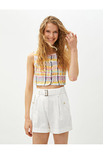 Koton Crop Tweed Vest with Heart Buttons