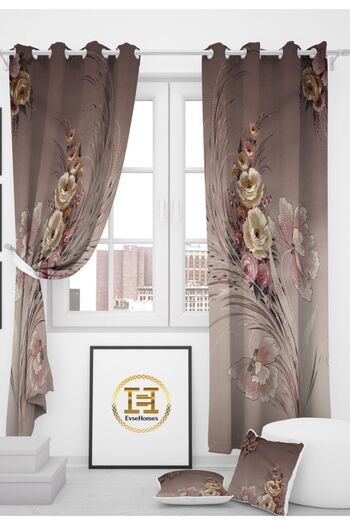 EVSEHOMES Цветя с еднокрилен фон за завеса