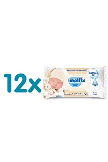 Molfix مناديل مبللة مائية متساوية التوتر لحديثي الولادة 12x50 قطعة