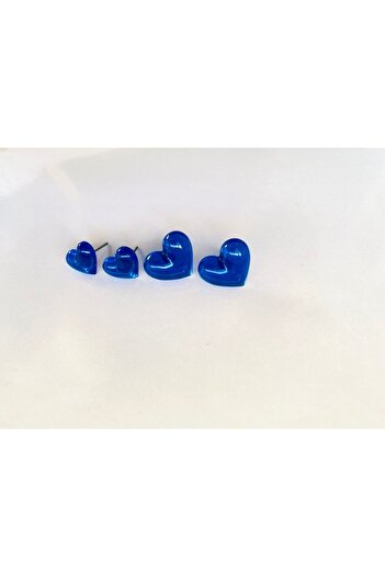 Ustaeller Blue Curved Heart Earrings - Set of 2 Pairs