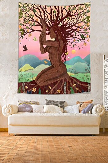 on the clouds Tree Women's Stain Resistant Fabric Wall Cover Wall Tapestry Tapestry