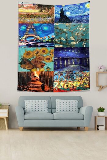 on the clouds Van Gogh Paintings Combination Poster Look Stain Resistant Fabric Wall Cloth Wall Carpet Tapestry