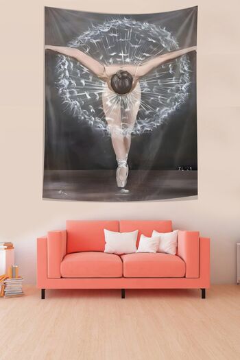 on the clouds Elegant Girl Playing Ballet Stain Resistant Fabric Wall Cloth Wall Tapestry Tapestry