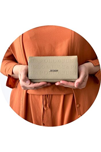Just Polo Women's Snap And Zippered Moulding Printed Mink Wallet