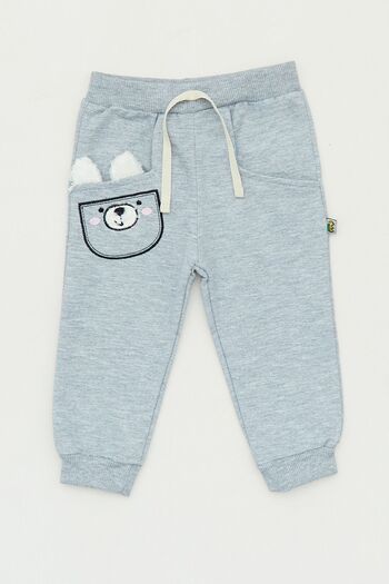 Fulla Moda Teddy Bear Embroidered Girls' Sweatpants with Elastic Legs