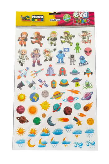 Modellino Nova Color Eva Sticker - Nature, Traffic, Science, Space, Letters and Numbers Themed Sports Training Atatürk Houses