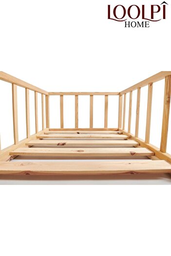 Loolpi Home Unisex Montessori Bebek Ve Çocuk Karyolası Kapılı Doğal Ahşap Yatak