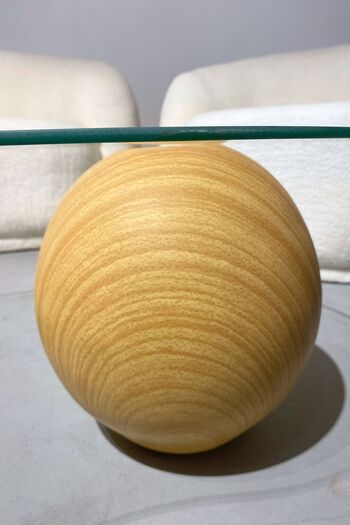 Hamdeko Yuvi Modern Orta Sehpa & Küre Sehpa & Top Sehpa Natural & Cam Sehpa