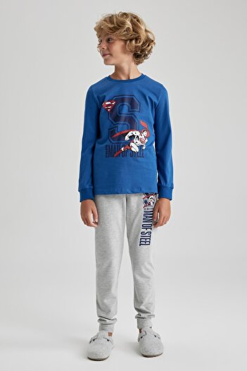 DeFacto Erkek Çocuk Superman Penye Uzun Kollu Pijama Takımı A9611a823wn