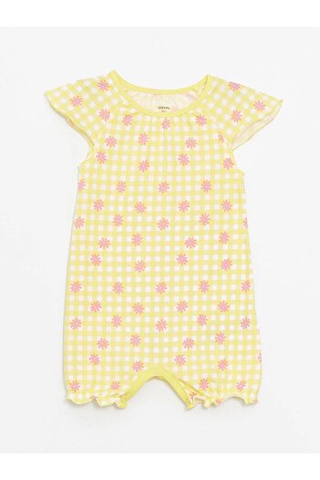 LC Waikiki LCW baby Crew Neck Short Sleeve Printed Cotton Baby Girl Jumpsuit 2-Piece
