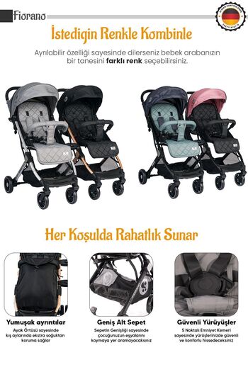 LORELLİ Fiorano New Kabin Boy Ikiz Bebek Arabası - Dolphin Grey
