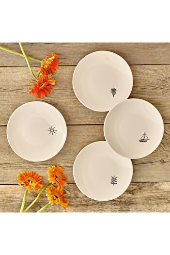 Bella Maison Simple Ceramic Cake Plate Set of 4 Black (20 cm)