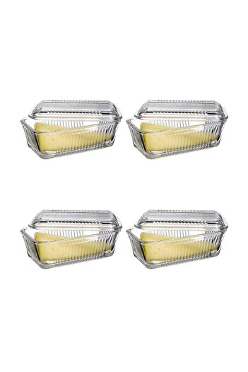 Paşabahçe Storage Container Without Compartments, 4 Pieces for Jam, Honey, Breakfast