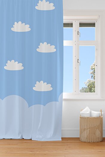 EVSEHOMES Cloud Digital Printing Single Wing Fon Curtain
