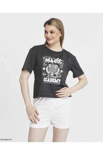 YHGTEKSTİL Printed Cotton Shorts Summer Pajamas Set for Women - Short Sleeve