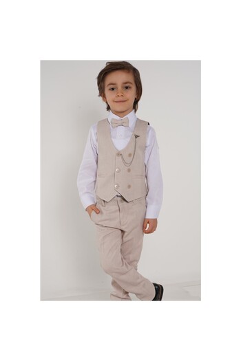 Meriç bebe Boy - 4-Piece Honeycomb Patterned Suit with Vest and Bow Tie