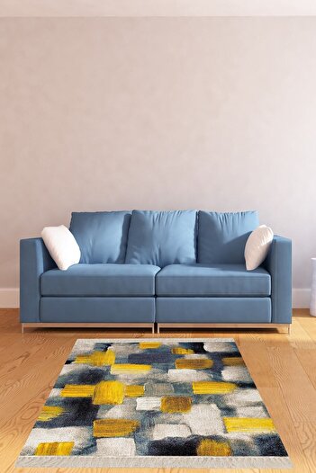 on the clouds Batik Desenli Renk Geçişli Dijital Baskı Yıkanabilir Kaymaz Taban Salon Halısı ve Yolluk
