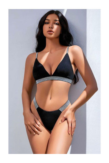 Nightlight Nirvana Glitter Detailed Fancy Bra Panty Set