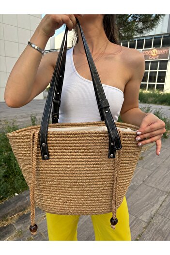 MaVaux Aura Jute Straw Shoulder Bag - Genuine Leather Women