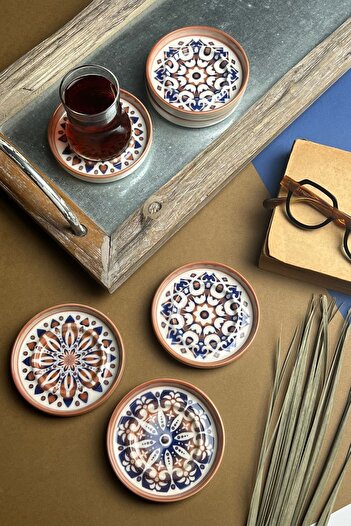 tabakevi TABAK EVİ Stoneware Mozaik Red Sefa 6 lı Çay Tabağı 10cm